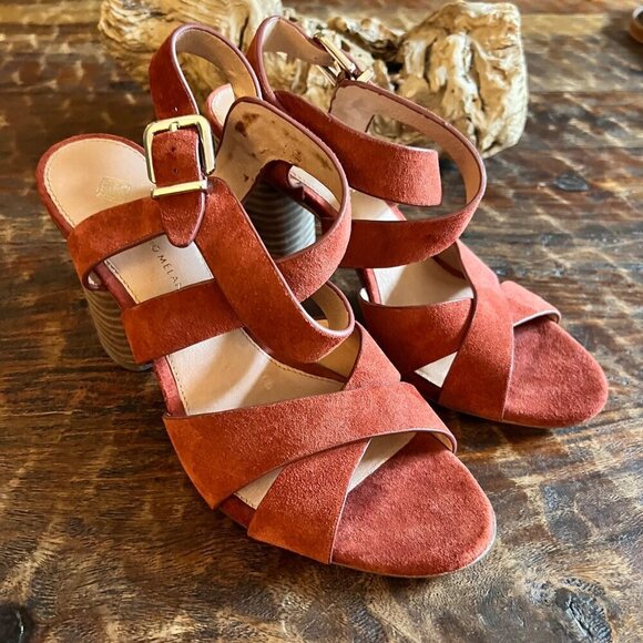 Antonio Melani Suede Strappy Block Heel Sandals Size 8.5M - Picture 1 of 9
